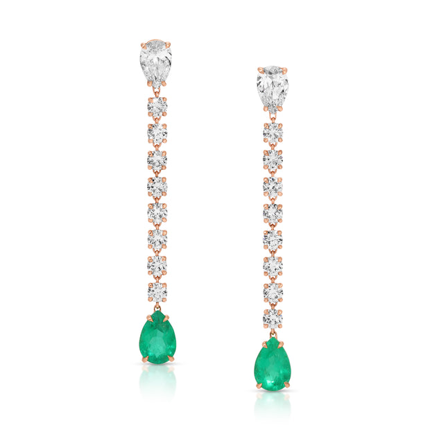 LARGE ROPE EARRINGS WITH COLOMBIAN EMERALD DROP