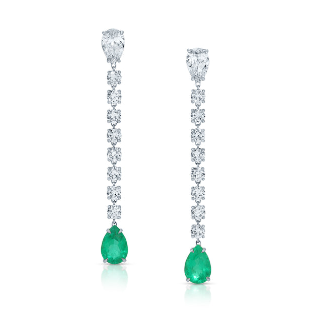 LARGE ROPE EARRINGS WITH COLOMBIAN EMERALD DROP