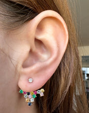 MULTI-SAPPHIRE AND EMERALD EAR CLUSTER