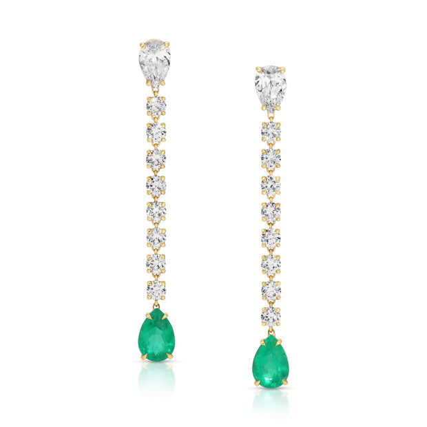 LARGE ROPE EARRINGS WITH COLOMBIAN EMERALD DROP