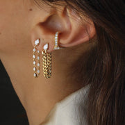 DIAMOND PEAR LOOP EARRINGS WITH PEAR STUD