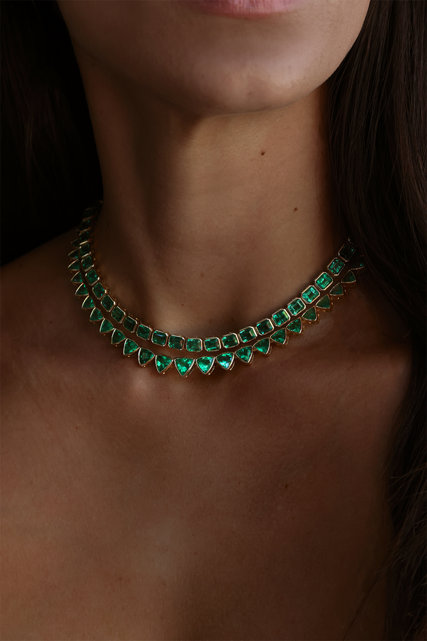 BEZELED TRILLION CUT EMERALD CHOKER – Anita Ko