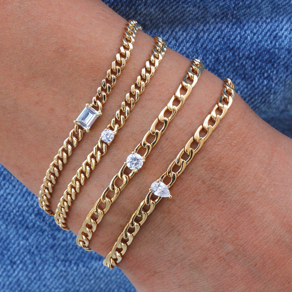 Chain Bracelet with Round Diamond Center Rose Gold at Anita Ko