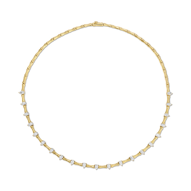 BAMBOO CHOKER WITH PEAR DIAMONDS