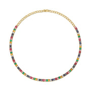 MULTI SAPPHIRE AND DIAMOND CUBAN LINK CHOKER