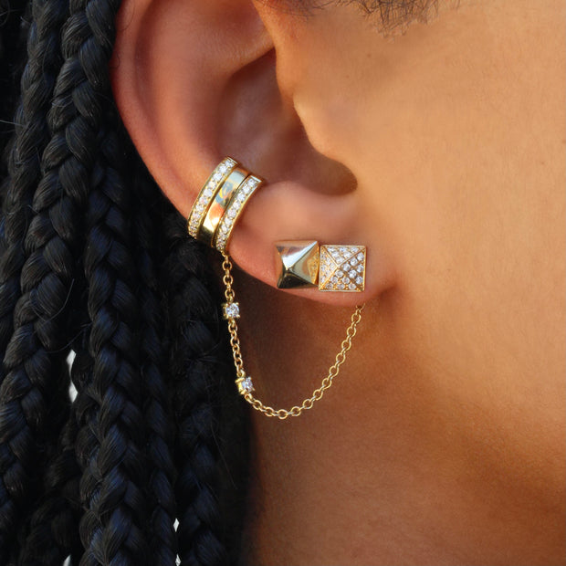 LARGE DIAMOND SPIKE STUD EARRINGS