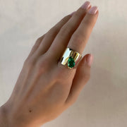 COLOMBIAN PEAR EMERALD GALAXY RING