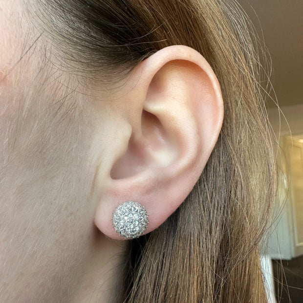 INVERTED DIAMOND BALL EARRINGS