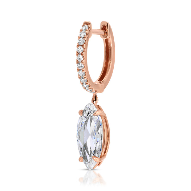 DIAMOND HUGGIE WITH ROSE CUT MARQUISE DIAMOND DROP .97