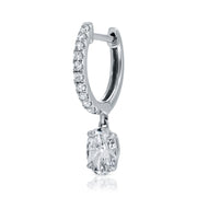 DIAMOND HUGGIE WITH OVAL SHAPED DIAMOND DROP