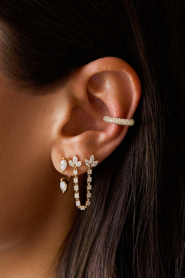 DIAMOND LOTUS DOUBLE PIERCING EARRING – Anita Ko