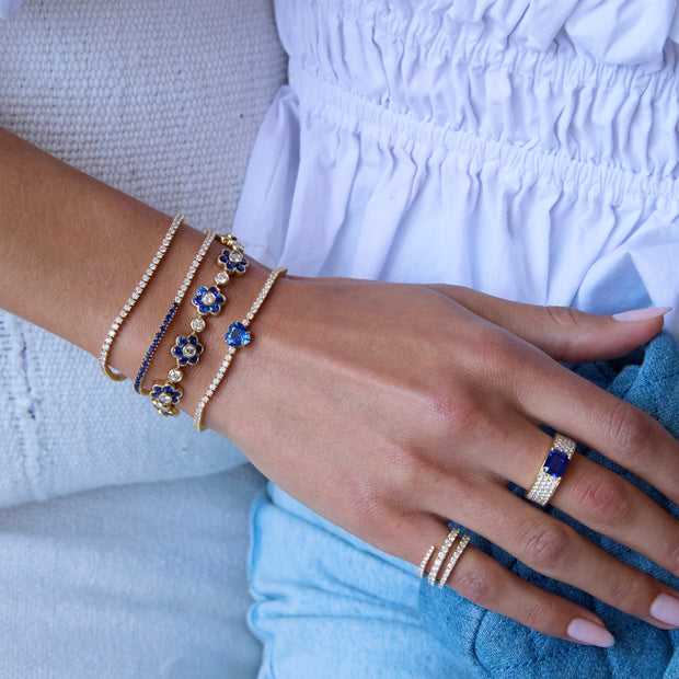 BLUE SAPPHIRE  AND DIAMOND FLORA BRACELET
