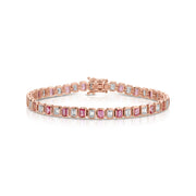 EMERALD CUT PINK SAPPHIRE AND EMERALD CUT DIAMOND BRACELET