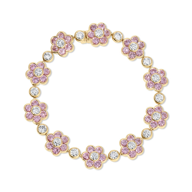 PINK SAPPHIRE AND DIAMOND FLORA BRACELET