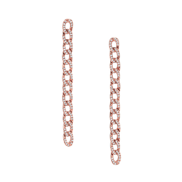 LONG DIAMOND CHAIN LINK EARRINGS