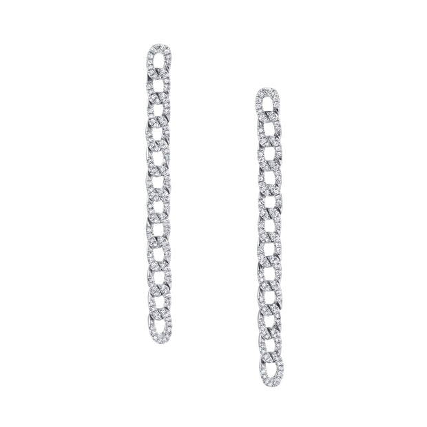 LONG DIAMOND CHAIN LINK EARRINGS