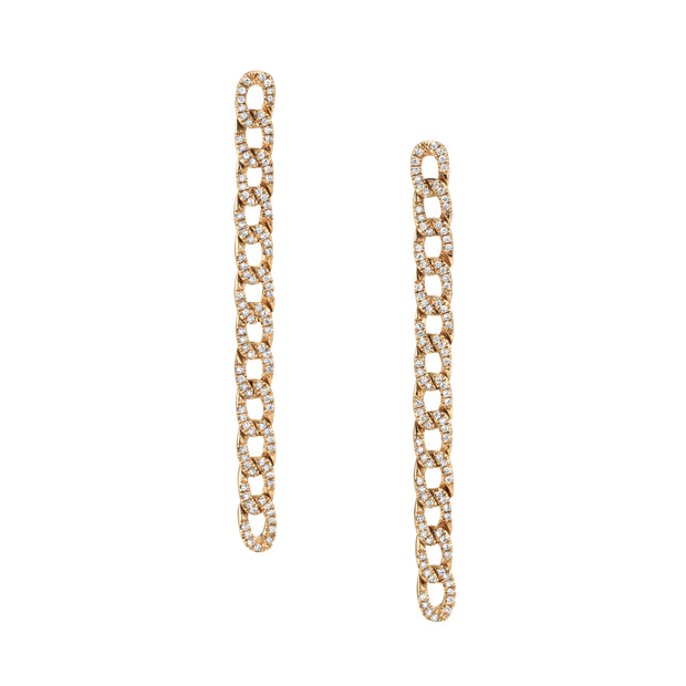 LONG DIAMOND CHAIN LINK EARRINGS