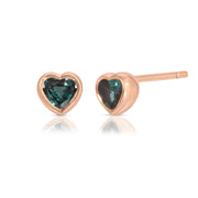 BEZELED HEART ALEXANDRITE STUDS