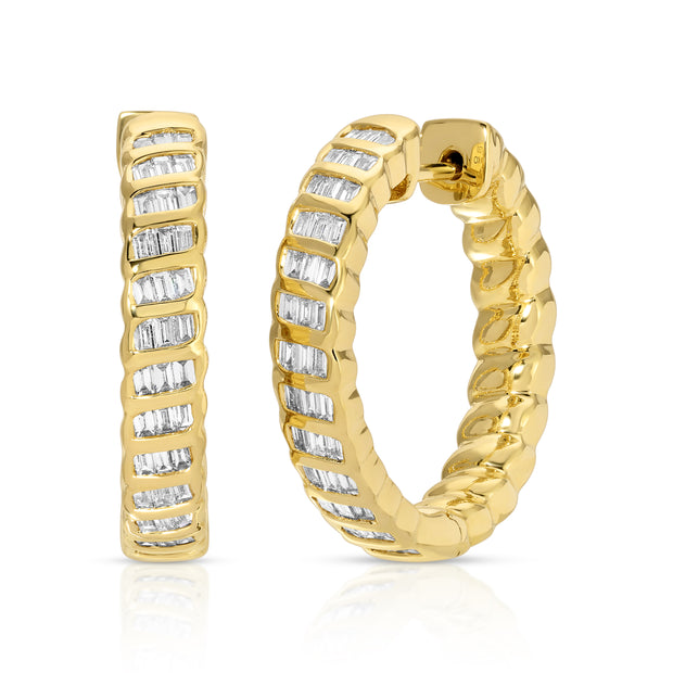THIN BAGUETTE DIAMOND ZOE HOOPS