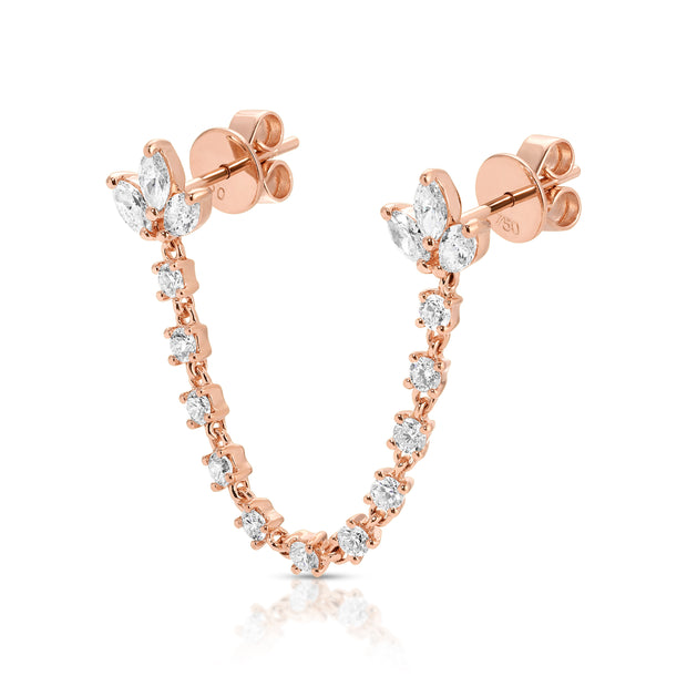 DIAMOND LOTUS DOUBLE PIERCING  EARRING