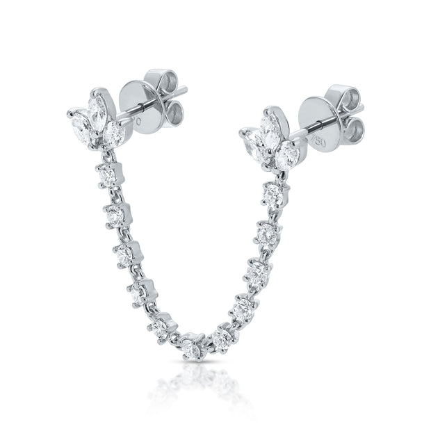 DIAMOND LOTUS DOUBLE PIERCING  EARRING