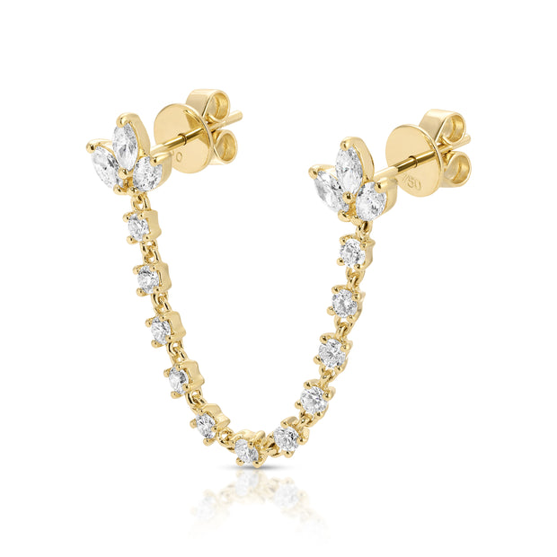 DIAMOND LOTUS DOUBLE PIERCING  EARRING