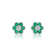 COLOMBIAN EMERALD FLORA STUDS