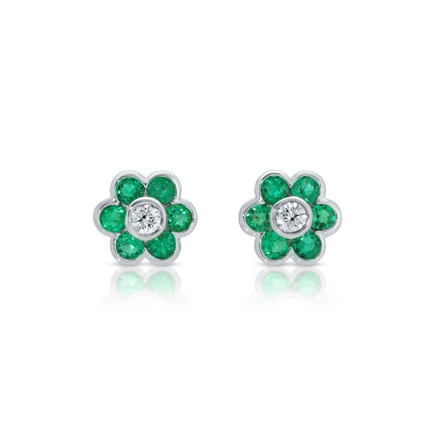 COLOMBIAN EMERALD FLORA STUDS
