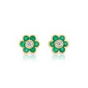 COLOMBIAN EMERALD FLORA STUDS