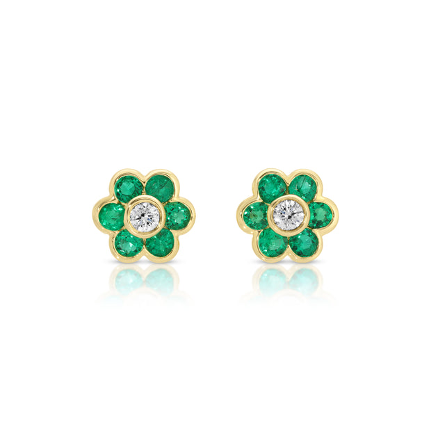 COLOMBIAN EMERALD FLORA STUDS