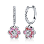PINK SAPPHIRE AND DIAMOND FLORA DROP HUGGIES