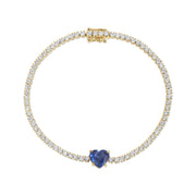 HEPBURN BRACELET WITH HEART SHAPED BLUE SAPPHIRE CENTER