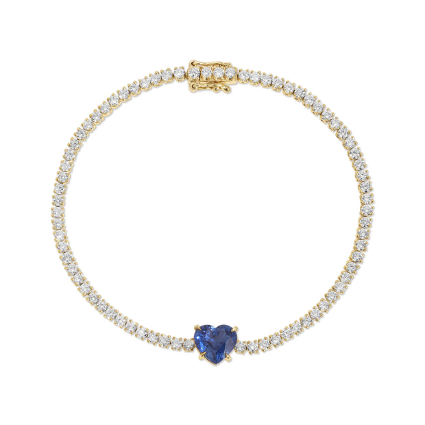 HEPBURN BRACELET WITH HEART SHAPED BLUE SAPPHIRE CENTER