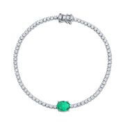 DIAMOND HEPBURN BRACELET WITH OVAL EMERALD CENTER