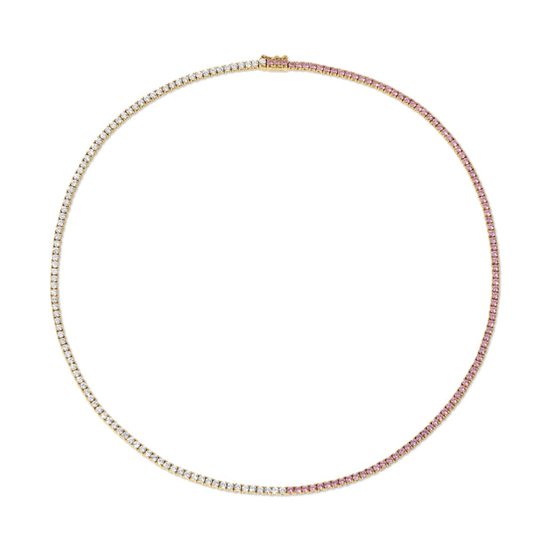 DIAMOND AND PINK SAPPHIRE HEPBURN CHOKER 16"