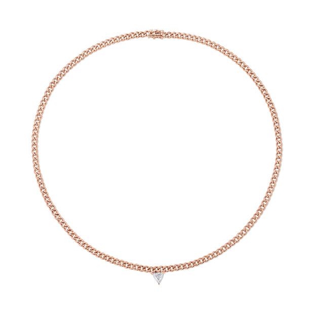 CUBAN LINK NECKLACE WITH TRILLION DIAMOND CENTER