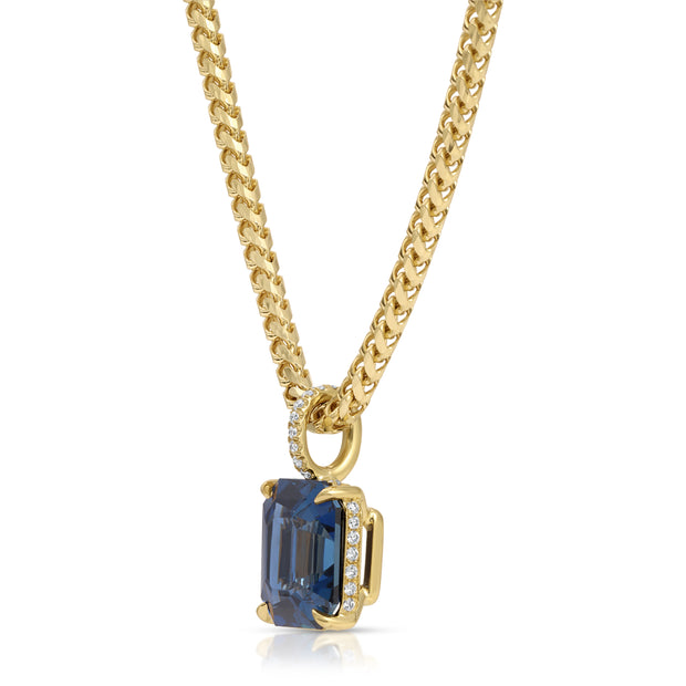 EMERALD CUT BLUE SAPPHIRE PENDANT