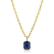 EMERALD CUT BLUE SAPPHIRE PENDANT