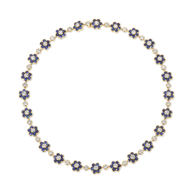 BLUE SAPPHIRE AND DIAMOND FLORA CHOKER