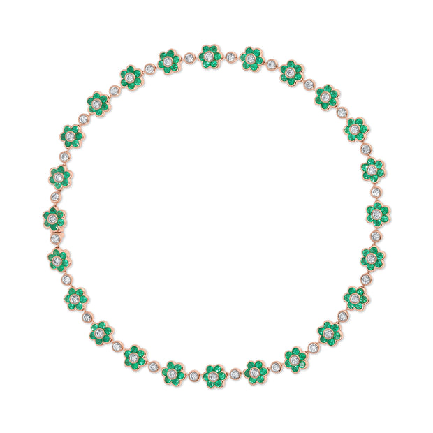 COLOMBIAN EMERALD AND DIAMOND FLORA CHOKER