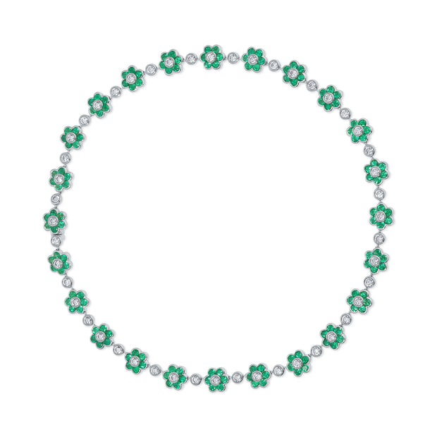 COLOMBIAN EMERALD AND DIAMOND FLORA CHOKER