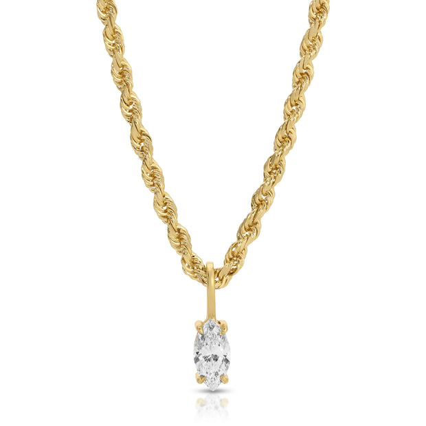 MARQUISE DIAMOND PENDANT ON ROPE CHAIN