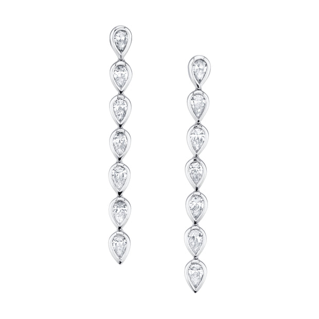 SHORT BEZEL PEAR DIAMOND DROP EARRINGS