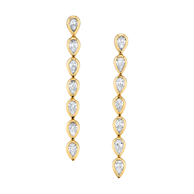 SHORT BEZEL PEAR DIAMOND DROP EARRINGS