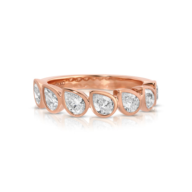 BEZELED PEAR DIAMOND DEMI-ETERNITY BAND