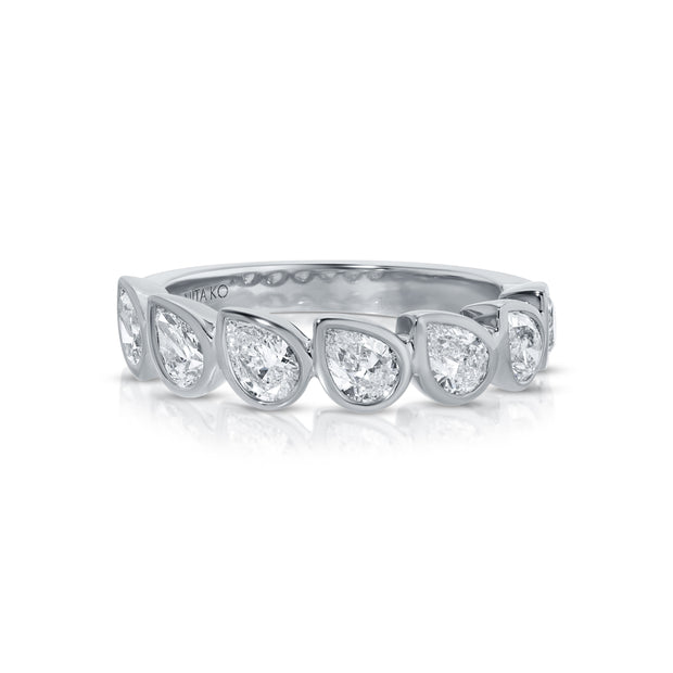 BEZELED PEAR DIAMOND DEMI-ETERNITY BAND
