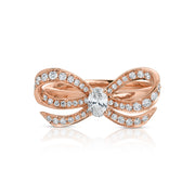 DIAMOND BOW RING WITH OVAL DIAMOND CENTER