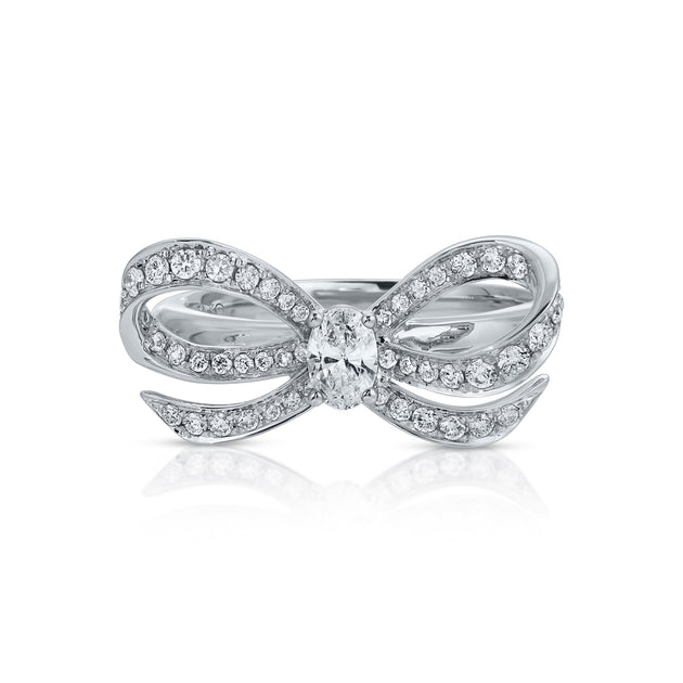 Diamond Bow Ring With Oval Diamond Center Anita Ko