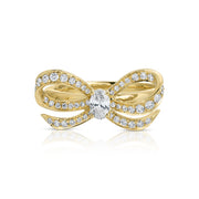 DIAMOND BOW RING WITH OVAL DIAMOND CENTER
