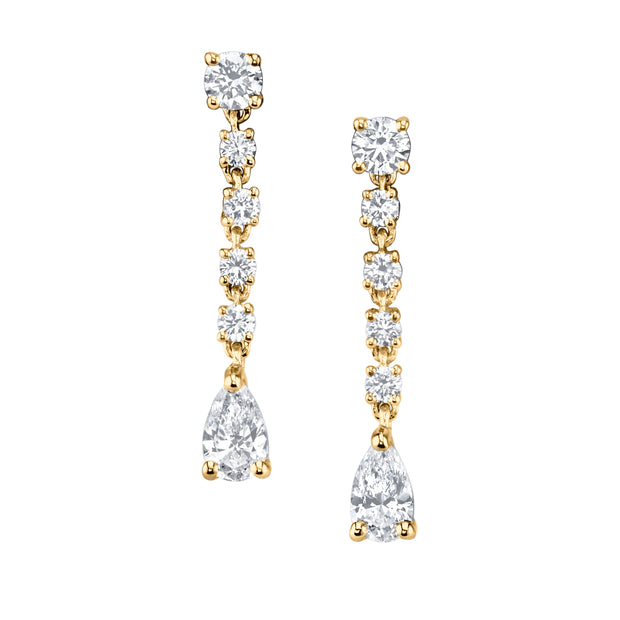 SMALL ROPE DIAMOND EARRINGS WITH PEAR DROPS